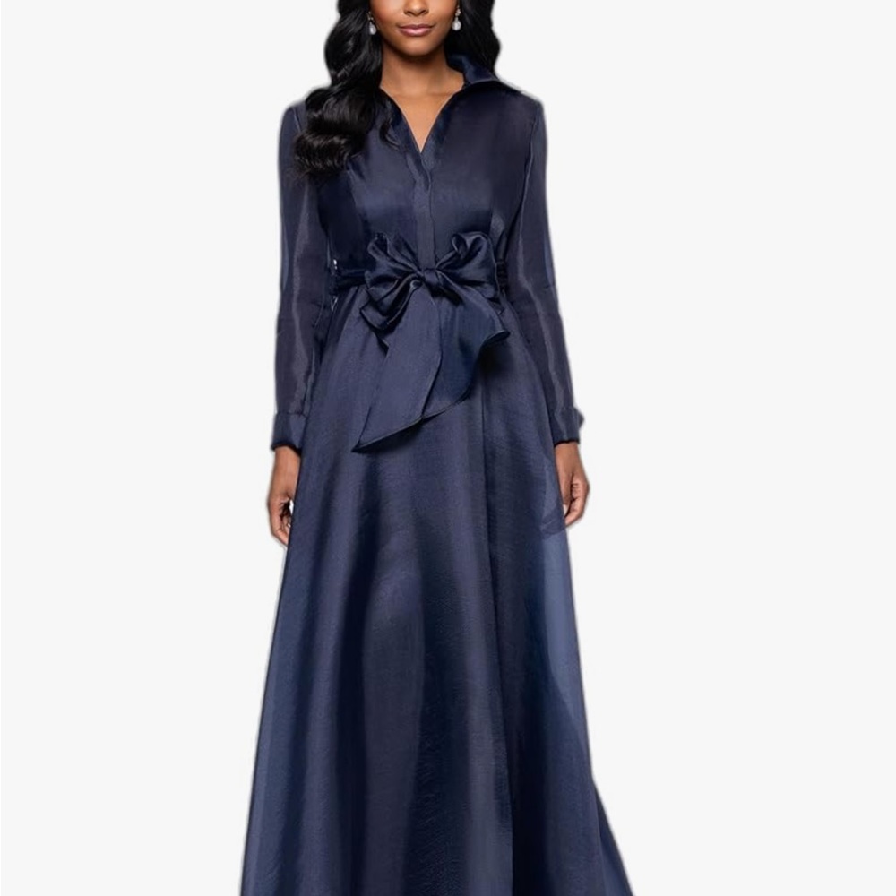 Betsy & Adam Organza Navy Blue Gown Sz 8